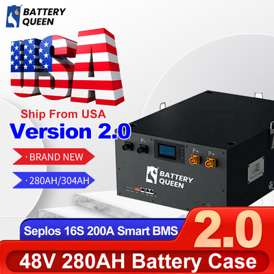 สต็อคสหรัฐอเมริกา 51.2V 280Ah โลหะ Case Lifepo4 แบตเตอรี่ลิธีอุปกรณ์ 16S 200A BMS ส่งเร็ว
